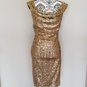Gold Sequins Evening Dress